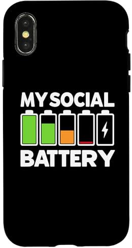 iPhone X/XS Battery Low Energy Anti Social for Introverts Case