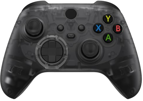 eXtremeRate Cover Ricambio per Xbox Series X S Joystick,Custodia Scocca Frontale Case DIY per Xbox Series X S Controller Model 1914-Trasparente Nero