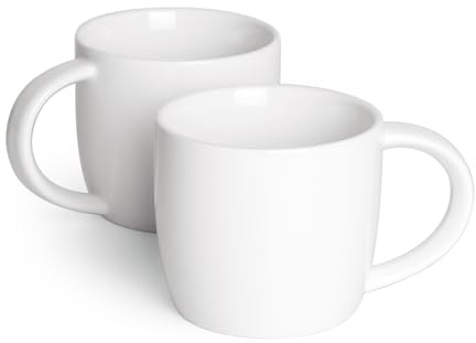 Tacuhy Ceramic Cappuccino Cups Set of 2, 8 oz Coffee Mugs, Coffee Cup for Cappuccino, Espresso, Latte (White)
