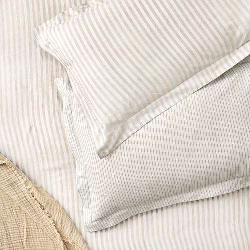 Yard Hebden Pillowcase Pair (Natural) | 100% cotton pillowcase pair with a soft striped design