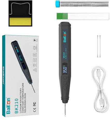 BK210 Cordless Soldering Iron, Portable Solder Iron Kit, Micro Soldering Kit & Battery Powered Soldering Pen, Usb-Type-C Port, Lcd Digital (BK210-2024)