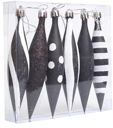 Hqunjikp Palline per albero di Natale, palline per albero di Natale, palline bianche e nere con motivo unico, forniture per feste, decorazioni appese per casa e lavoro