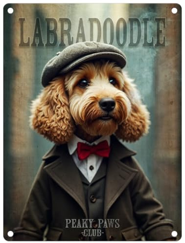 Small (150 x 200mm) Metal Sign - Peaky Paws Club - Labradoodle