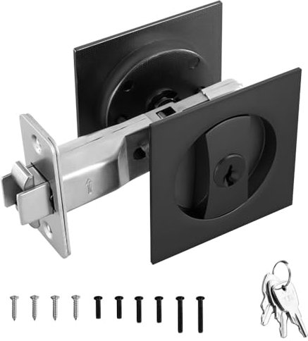 Serrure de Porte Coulissante a Galandage,Serrure de Porte Coulissante a Cavité,avec Indicateurs de Couleur et Poignée Affleurante,pour Portes Intérieures/Extérieures