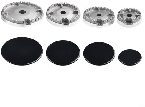 Bulevisiter Gas Range Burner Crown Cap Set Compatible With Most Cookers, Easy Installation Gas Stove Burner Cap Set Burner Gas Cooker Hat Set(Flat)