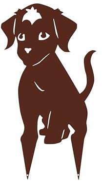 Louis Moulin Puppy Figurine Outdoor Decoration, Made in France, UV Resistant Steel and Frost, Aged Iron