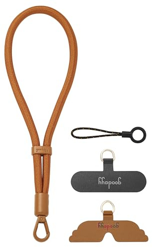 GOODAYY Phone Lanyard Crossbody Phone Wrist Strap, Adjustable Anti Theft Strap with Ultra Thin Metal and Nylon Patch, Premium Outdoor Phone Accessories (Wrist, Brown)