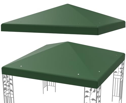 RELAX4LIFE Toile pour Tonnelle 3x3, Toile de Rechange Tonnelle 3x3, Polyester Haute Densité, Imperméable, Protection Solaire, Anti-Décoloration, Toit de Rechange pour Pergola (Vert)