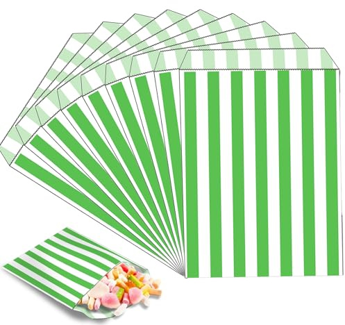 MOMAHUA 100 Stück Grün Mini Papiertüten Candy Bar Naschitüten, Klein Kraft Butterbrottüten Bunt, 13x18cm Geschenktüten Tüten Candybar Brotpapiertüten für Halloween, Weihnachten, Hochzeiten