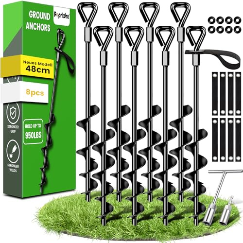 Piquets d'ancrage au Sol 48 cm, Lot de 8 piquets d'ancrage Premium Secure