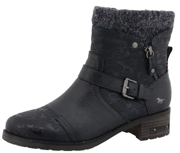 MUSTANG Damen Stiefelette mit Einsatz in Strickoptik 15M0062005, Größe:39 EU, Farbe:Blau