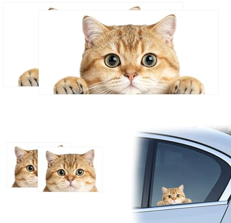 4Pcs Cat Car Mirror Sticker Funny Bumper Sticker, Cat Decals for Windows Accessories Interior Waterproof,Die-Cut for Cars,Windows,Laptops