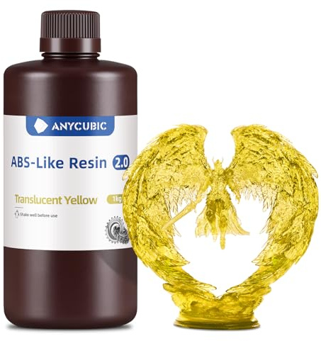 ANYCUBIC ABS-Like Resin 2.0 für Harz-3D-Drucker (Transparent Gelb, 1 kg) | 3D Drucker Resin mit hoher zähigkeit, Präziseren Details, Geringem Geruch, breite kompatibilität