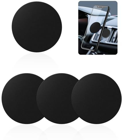 FLY DESIGN Metallplättchen Set, 3 Stück Selbstklebend, Schwarz Rund 60mm, für KFZ Handyhalterung, Sehr Dünn, Universell Kompatibel mit Magnet Autohalterung, für Handy und Tablet