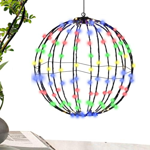 Weihnachtskugel-Lichterkette, große Kugel-Lichterketten, wasserdicht, faltbar, für den Außenbereich, festliche Dekoration für, Garten, Hof