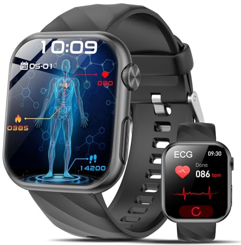 Lgnitek 2026 Nuevo ECG Reloj Inteligente Hombre con HRV, 1.97 AMOLED Smartwatch con 24/7 Pulsometro, SpO2, Temperatura Corporal, Monitor de Sueño Pulsera Actividad para Android iOS