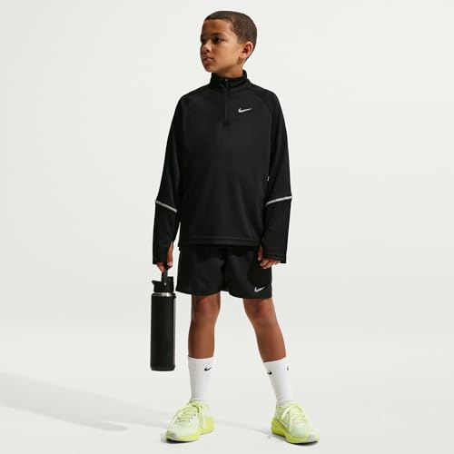 Nike Miler Oberteil Mit Dri-Fit-Technologie Und Halbreißverschluss Für Ältere Kinder, Black/Reflective Silv, IF2426-010, XS