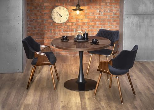 Design Esstisch rund HAW-333 Walnuss Wenge - Schwarz 100 x 75 cm Echtholzfurnier runder Esszimmertisch Küchentisch rund Funktionstisch kitchen table Esszimmer dining table Ausziehtisch Konsolentisch