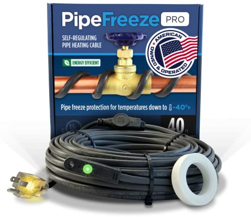 Cable térmico para protección contra congelación de tuberías, con termostato integrado y cinta de instalación de alta temperatura de 16 pies, resistente, autorregulable, 120 voltios (18 pies)