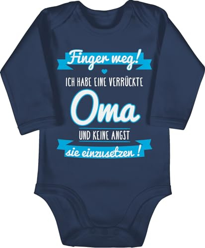 Shirtracer - Baby Body langarm Mädchen Junge - Sprüche - Ich habe eine verrückte Oma blau