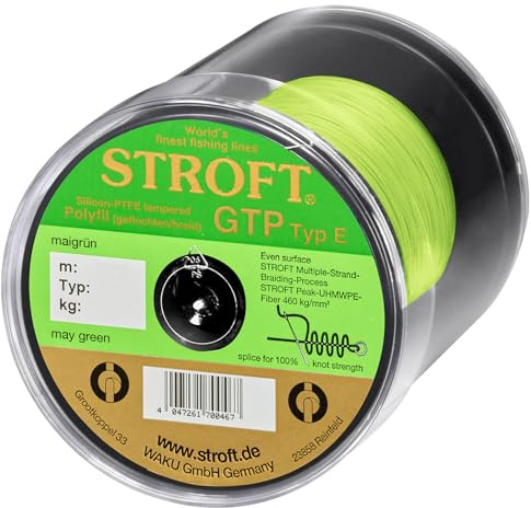 Stroft Schnur GTP Typ E mai grün 400m geflochtene Angelschnur - 8-fach PE Braid, rund & leise, extrem abriebfest, hohe Tragkraft, ohne Coating, für Spinnfischen auf Hecht, Zander & Barsch