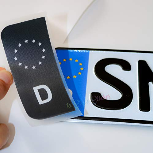 Nummerschild 2 Aufkleber EU Zeichen Schwarz TÜV Aufkleber Plakette Ersatz Sticker Tuning Auto-Aufkleber