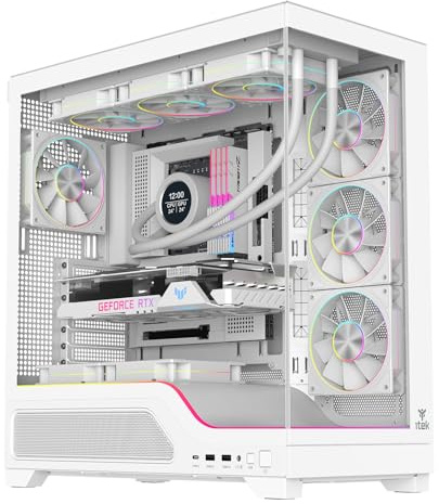 Itek Case Gaming SHOWBUI WAVE 82W - Tower ATX con 4 ventole ARGB 12 cm incluse - 2xUSB3, Type-C- paratia frontale e laterale in vetro temp scuro - Ed. Bianca