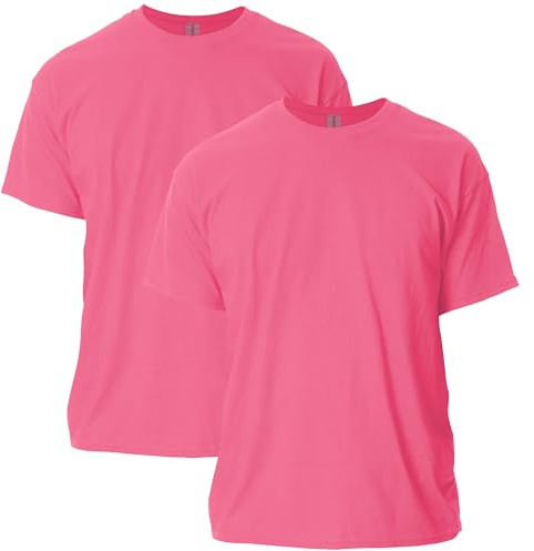 Gildan Men's Ultra Cotton Adult T-Shirt, 2-Pack, Safety Pink, Large