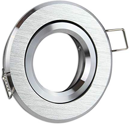 Einbaustrahler Rahmen silber gebürstet rund schwenkbar super flach - Einbaurahmen für GU10 MR16 Leuchtmittel - Ø70-73mm Bohrloch Aluminium Einbau-Spot Strahler Einbauleuchte