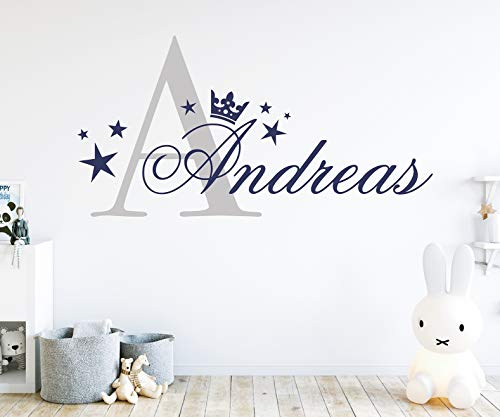 tjapalo® midb-pkm405 Wandtattoo Junge Name Wandsticker Jungen Zimmer Baby Wandtattoo Jungen Wandtatoo Kinderzimmer Junge mit Namen und Initiale, Größe: B58xH25cm