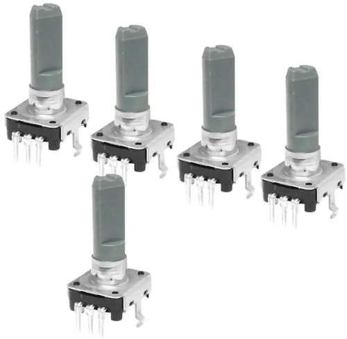 ALPS EC12E1220405 Encoder (Drehimpulsgeber) für Leiterplatten-Printmontage, 12mm, 12 Impulse, Kunststoffachse 6x15mm, stehend, 5 Stück
