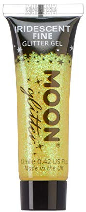 Iridescent Fine Face & Body Glitter Gel by Moon Glitter - Yellow - Cosmetic Festival Glitter Face Paint for Face, Body, Hair, Nails - 12ml