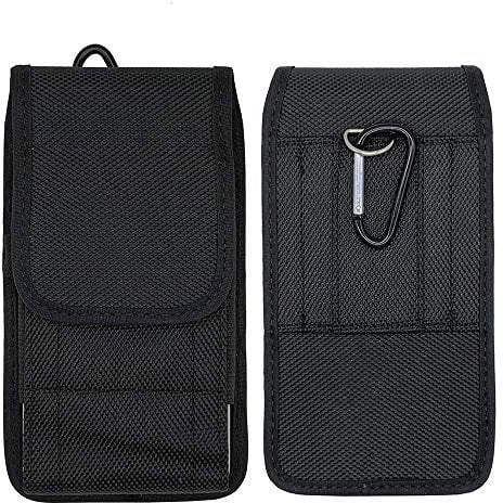 Black Belt Clip Phone Holder Waist Bag for Doro 8100 8050 8035 8040 8080, HOMTOM HT80 Nylon Vertical Horizontal Case for Motorola Moto S50 Alcatel 3X Plus Smartphone Holster with Belt Loop & Hook