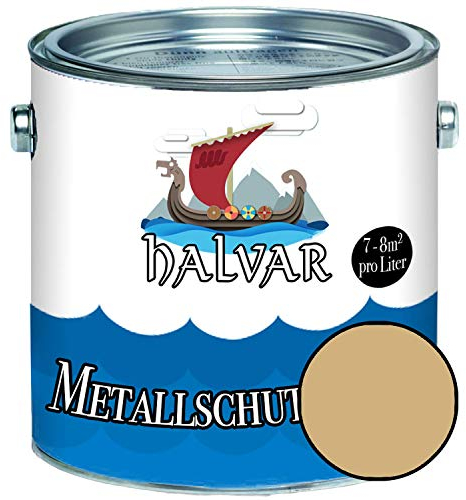 Halvar Metallschutzlack GLÄNZEND Gelb RAL 1000-1037 Metallfarbe besonders robuster Kunstharzlack Wetterbeständig & perfekter Langzeitschutz Metall (5 L, RAL 1001 Beige)