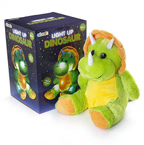 abeec Peluche lumineuse en forme de dinosaure pour enfants veilleuse en forme de dinosaure en peluche qui brille sous 6 différentes couleurs peluche lumineuse à LED pour enfants de 18 mois et plus