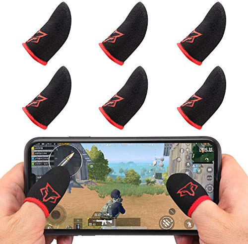 Fingerhülsen-Set für mobile Gamecontroller, schweißresistent, atmungsaktiv, Touchscreen-Fingerhülse für Handy-Spiele für PUBG/Handy-Legenden/Messer (schwarz rot)