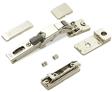 2 x Salice Universalscharnier mit Dämpfer für dünne Türen ab 8 mm Stärke 110° mit Linear-Montageplatte Höhe 3 mm mit Euroschrauben, Exzenterverstellung, Möbelscharnier mit 3-D Einstellung