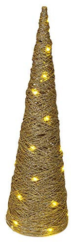 URBNLIVING Coni per albero di Natale a forma di piramide, con luci a LED, decorazione per la casa (oro con glitter, 80 cm)
