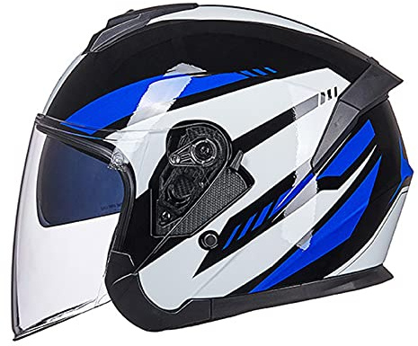 Jethelm Motorrad Roller Offenes Helm Scooter-Moped Mofa-Helm Rollerhelm Herren & Damen Erwachsener Motorradhelm ECE/DOT Zertifiziert,Bright black,M