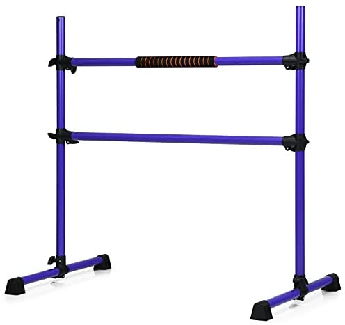 COSTWAY Barra de Ballet Independiente Móvil Altura Regulable Barra de Estiramiento Desmontable Barra de Ballet de Hierro Carga hasta 50 kg (Púrpura)