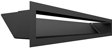 Rejilla de ventilación KRATKI AIR | Rejilla de aire caliente 9 x 60 cm | Negro | Rejilla de escape para ventilación de chimeneas | Entrada de aire en un ángulo de 45 grados