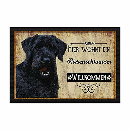 PR Print Royal Fußmatte Haustiere mit Hundebild Riesenschnauzer - Geschenkidee für Hundefreunde und Hundebesitzer - Größe 75 x 50 cm