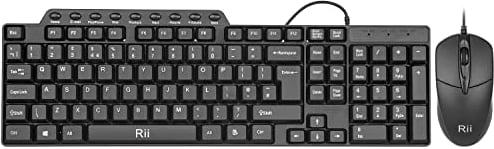 Rii RK203 Full Size Slim Wired Keyboard and Mouse for Computer, Laptop, PC, Notebook, Windows Home Office