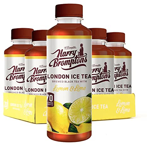 Harry Brompton's Iced Tea - Lemon & Lime - 12x500ml Bottles - Made with brewed Kenyan tea infused with real fruit