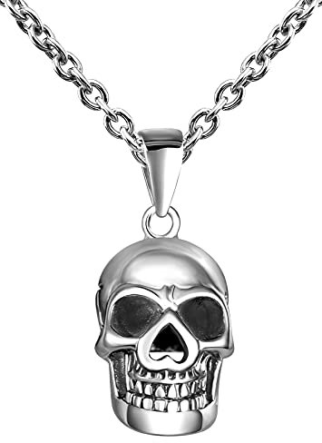 Feilok Edelstahl Herren Halskette mit Skelett Anhänger Hip-Hop Kette Männer Ketten Necklaces Stahl Kette für Männer Junge Teenager