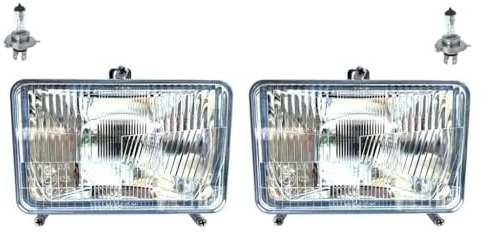 MelTruck® 2x H4 Scheinwerfer Traktorlampe 12V 24V Fernlicht Abblendlicht und 12V Glühbirnen für Deutz