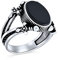Unisex Vintage Stil Urban Bikerin Schmuck Große Aussage Oval Flach Semi Wertvoll Edelstein Schwarz Onyx Signet Double Sword Ring Für Männer Oxidiert .925 Sterling Silber Handgefertigt In Der Türkei