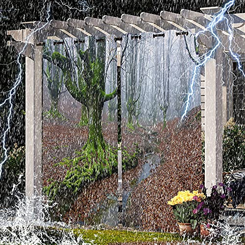 Vorhänge mit Waldlandschafts-Druck, wasserdicht, für Terrasse, Veranda, Jalousien, Pavillon, Tülle, oben, 2 Paneele, 132 x 350 cm