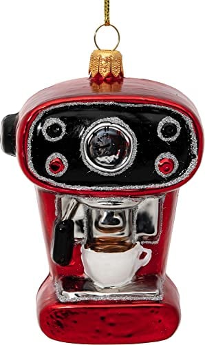 SIKORA Espresso Maschine besondere Weihnachtskugel Glas Christbaumschmuck Deko Figur Weihnachten Anhänger Ornament - Meisterstücke - BS744