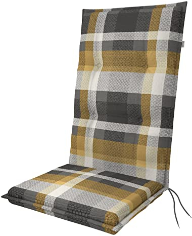 Doppler / Hochlehner Living/Gartenstuhlauflage/Hochlehner/Gelb Kariert/ca. 119 x 48 x 6 cm
